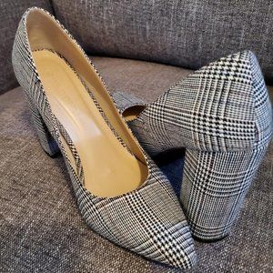 Wild Diva Lounge Almond Toe Hounds tooth Printed Pumps 7.5 Block Heels